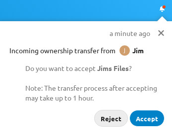 File transfer acceptance notification